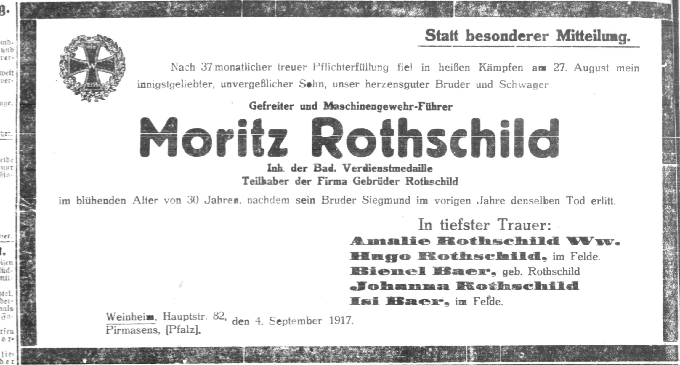 Stolperstein  Moritz Rothschild