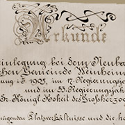 Urkunde zur Grundsteinlegung der Synagoge, 1905