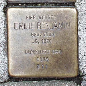 Stolperstein  Emilie Benjamin, geb. Blün