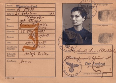 Volkskarteikarte  Erna Amalie Altstädter, geb. Mayer