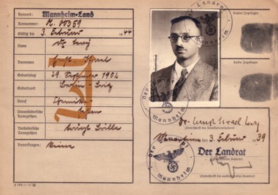 Volkskarteikarte Dr. rer. nat. Ernst Levy