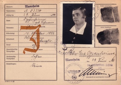Volkskarteikarte  Elise Oppenheimer, geb. Lehmann